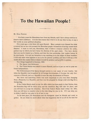 Item #10062 To the Hawaiian People! The . H. Davies, philus