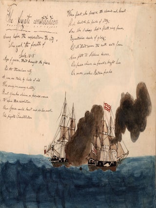 Item #10143 [Ciphering book with folk watercolors, many relating to the U.S. Navy in the War of 1812