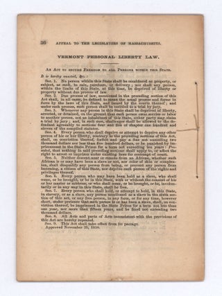Anti-Slavery Tracts. No. 9. New Series. The Duty of Disobedience to the Fugitive Slave Act: an Appeal to the Legislators of Massachusetts.
