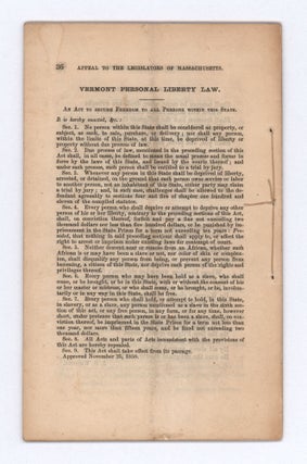 Anti-Slavery Tracts. No. 9. New Series. The Duty of Disobedience to the Fugitive Slave Act: an Appeal to the Legislators of Massachusetts.