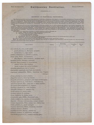 Item #10168 Smithsonian Institution, Washington, D. C. Registry of Periodical Phenomena. Spencer...