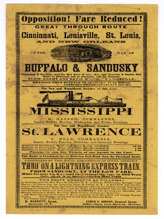 Item #10217 Opposition! Fare Reduced! Great Through Route to Cincinnati, Louisville, St. Louis...