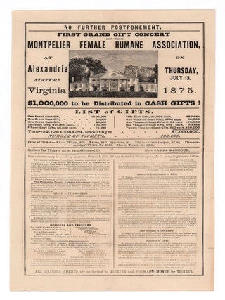 Item #10230 No Further Postponement. First Grand Gift Concert of the Montpelier Female Humane...