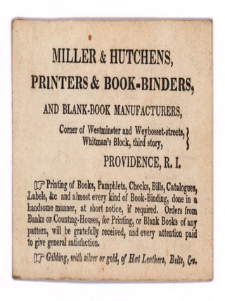Item #10231 Miller & Hutchens, Printers & Book-Binders, and Blank-Book Manufacturers&hellip;