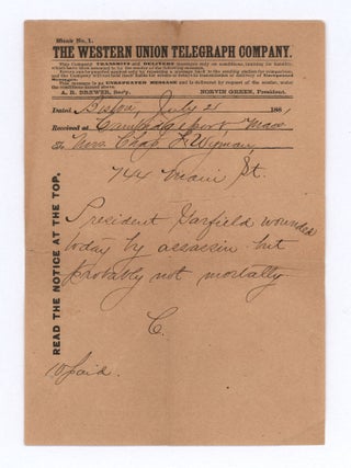 Item #10261 [Western Union telegraph reporting the shooting of President Garfield