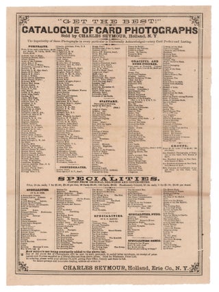 Item #10271 &ldquo;Get the Best!&rdquo; Catalogue of Card Photographs Sold by Charles Seymour, Holland,...