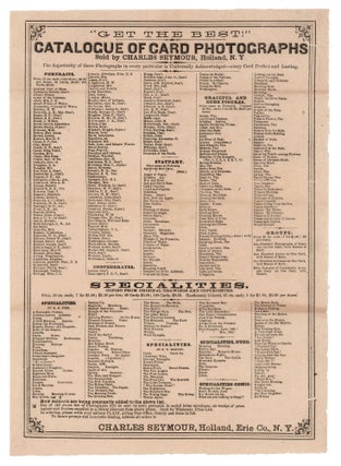 Item #10271 “Get the Best!” Catalogue of Card Photographs Sold by Charles Seymour, Holland,...