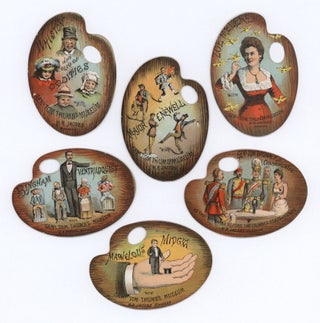 Item #10282 [Six palette shaped chromolithographic advertising cards for General Tom Thumb’s...