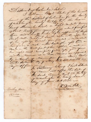 Item #10358 [Manuscript certificate of status as a free woman for Hannah Reed.]. William Brent