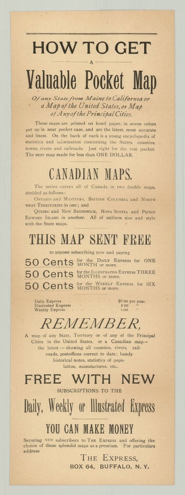 Item #10382 How to Get a Valuable Pocket Map of Any State From Maine to California of a Map of the United States, or Map of Any of the Principal Cities.
