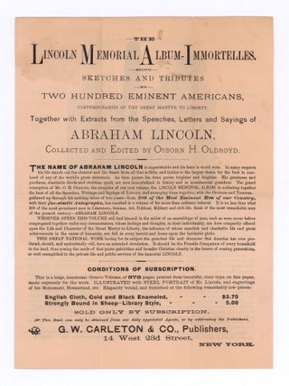 Item #10399 The Lincoln Memorial Album-Imortelles. Being Sketches and Tributes by Two Hundred...