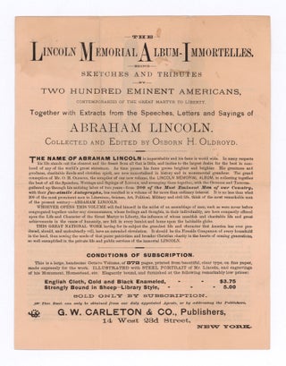Item #10399 The Lincoln Memorial Album-Imortelles. Being Sketches and Tributes by Two Hundred...