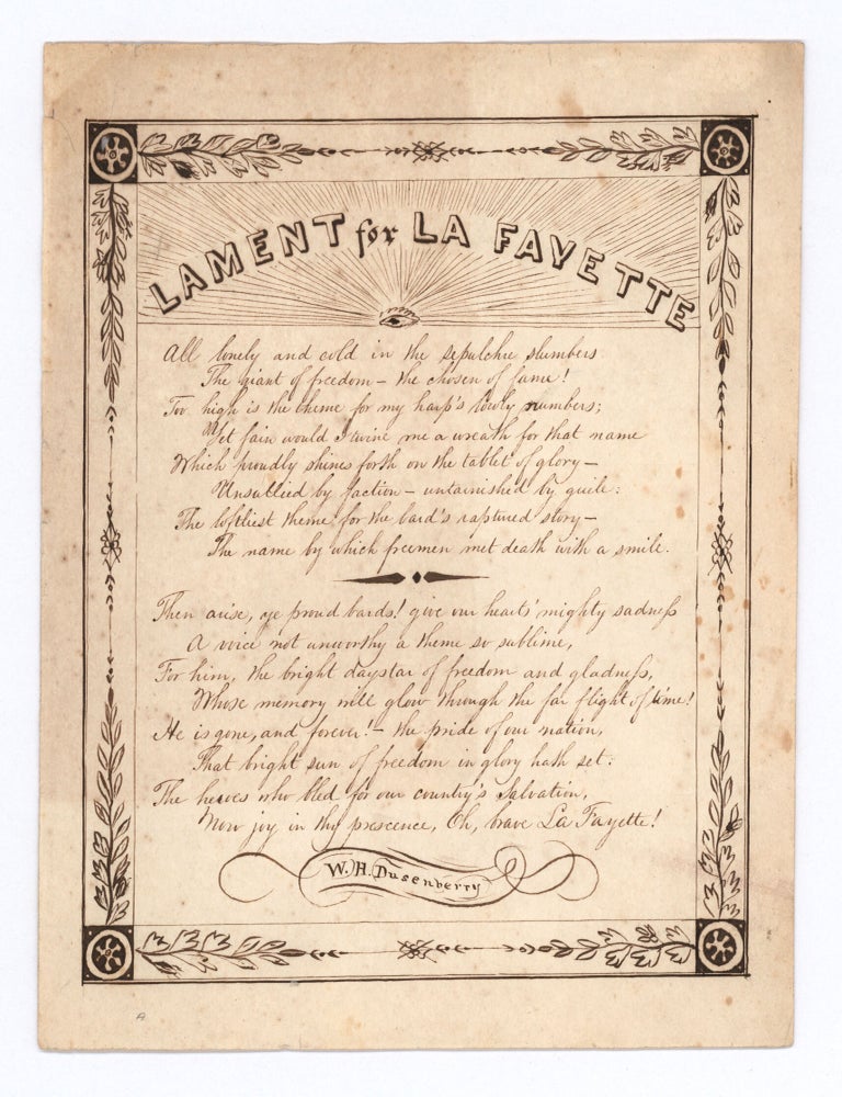 Item #10400 Lament for La Fayette. W. H. Dusenberry.