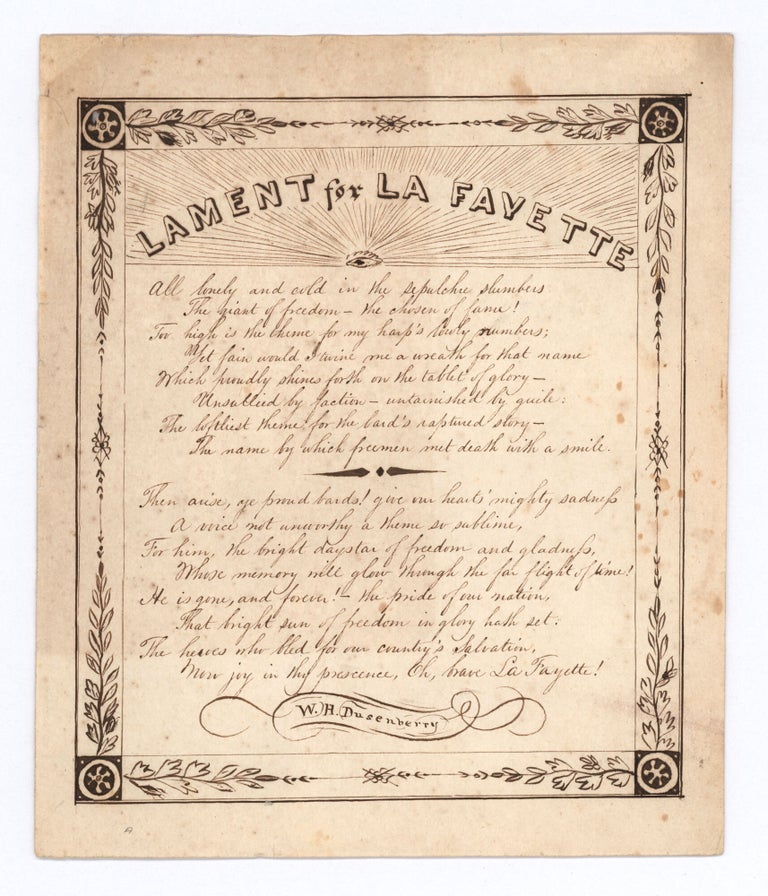 Item #10400 Lament for La Fayette. W. H. Dusenberry.