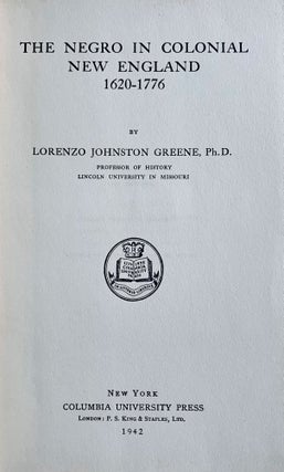 The Negro in Colonial New England 1620–1776.