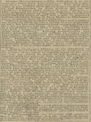 Item #10484 &ldquo;Negro Navigators&rdquo; in The Edinburgh Evening Courant. PAUL CUFFEE