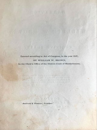 Narrative of William W. Brown, a Fugitive Slave.