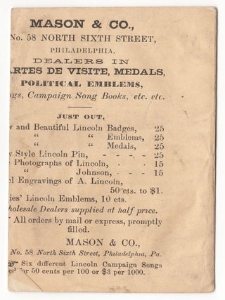 Lincoln Campaign Songster for the Use of Clubs. Containing All the Most Popular Songs.