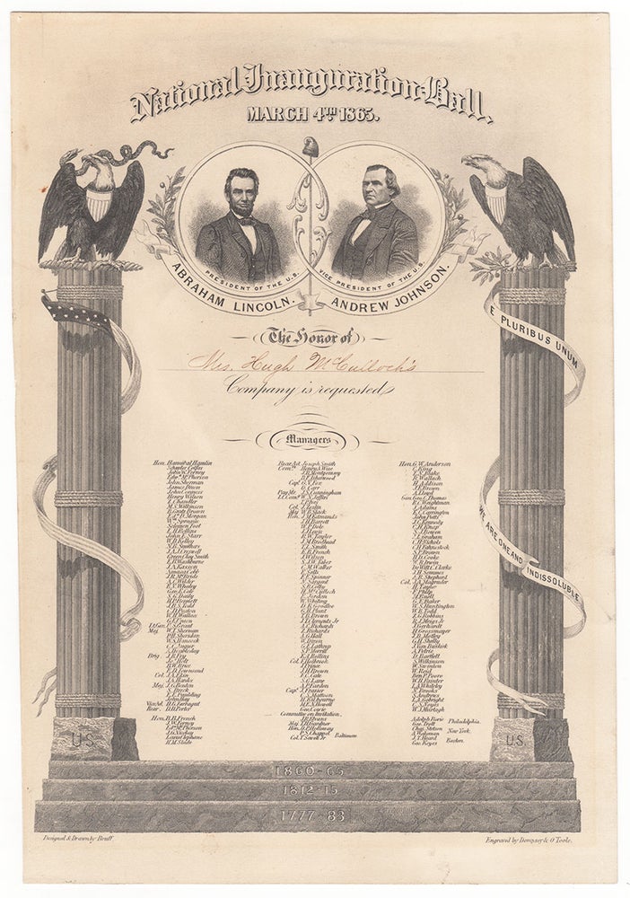 Item #1733 National Inauguration Ball. March 4th, 1865.