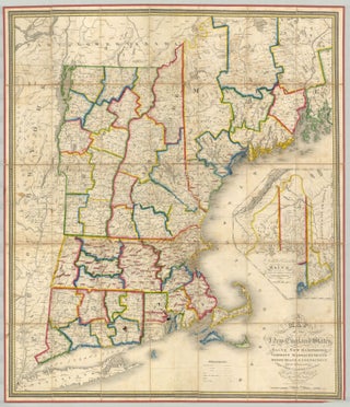 Item #2624 Map of the New England States Maine New Hampshire Vermont Massachusetts & Connecticut...