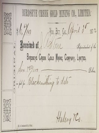 Item #2822 [Receipt Book of the Birdseye Gold Mining Company