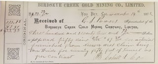 [Receipt Book of the Birdseye Gold Mining Company].