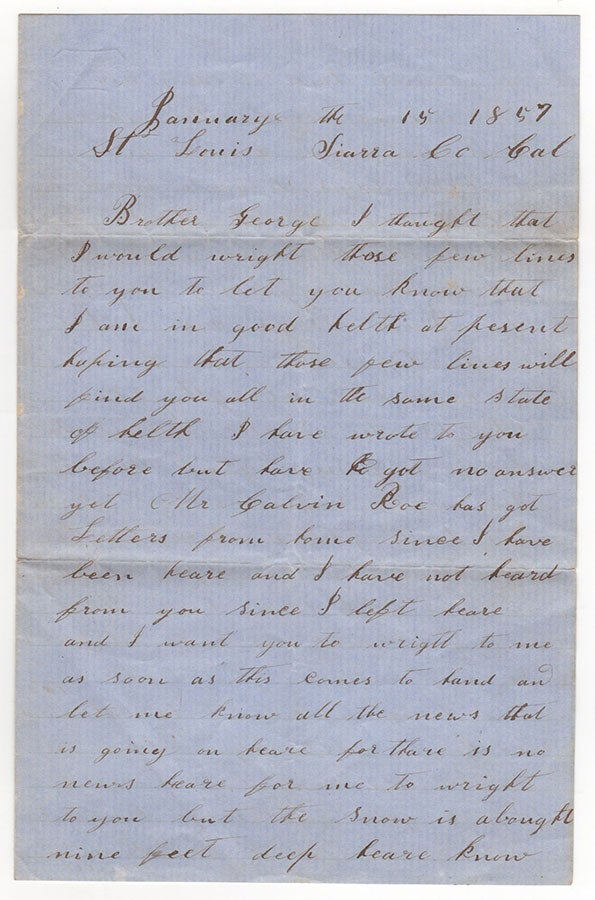 Item #2826 [Two California gold rush letters]. Peter Later.