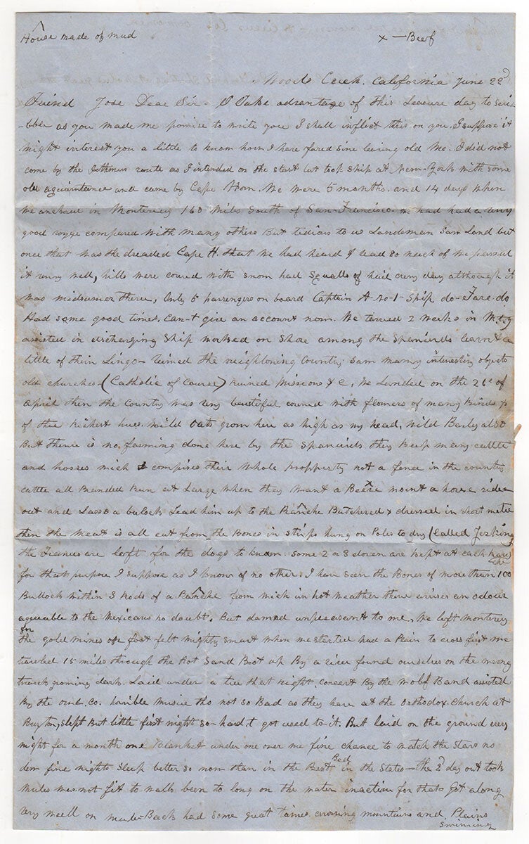 California Gold Rush Letter | O H. B