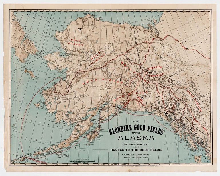 Item #2889 The Klondike Gold Fields Map of Alaska and a Portion of the Northwest Territory, Showing Routes to the Gold Fields