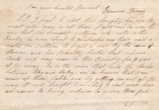 Letter from a Key Witness in the 1842 Trial of James “Yankee” Sullivan famed Bare-Knuckle Fighter and California Ballot Box Stuffer.