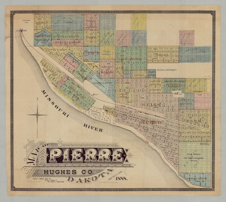 Item #3053 Map of Pierre Hughes Co. Dakota. Carefully compiled from the official records by Wm. C. Garrett, Draughtsman.