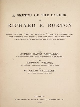 A Sketch of the Career of Richard F. Burton.