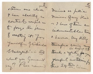 Autograph letter signed “Henry James.”