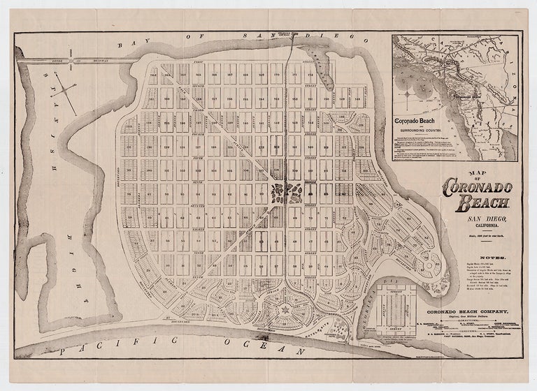 Item #3212 Map of Coronado Beach, San Diego, California. Coronado Beach Company.