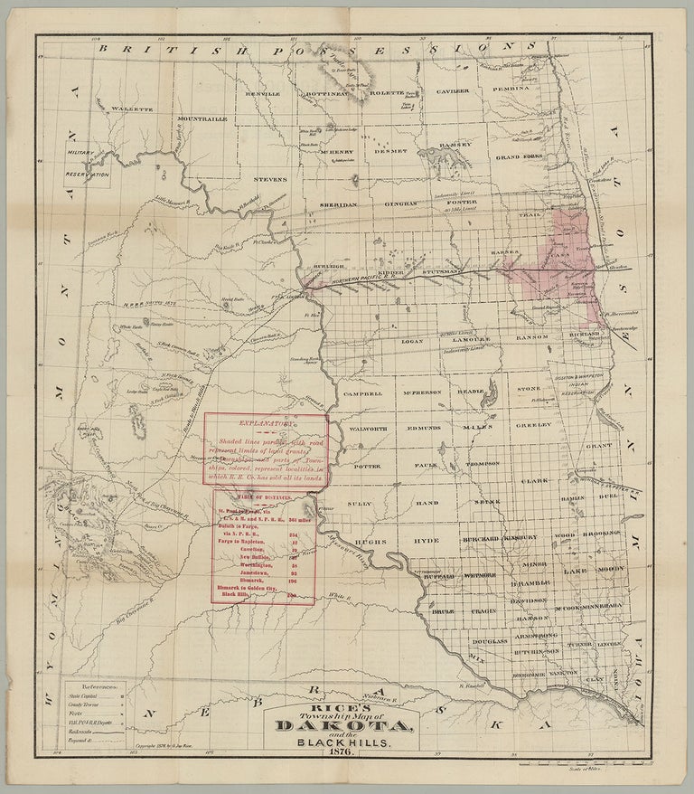 Item #3213 Rice’s Township Map of Dakota and the Black Hills. G. Jay Rice.