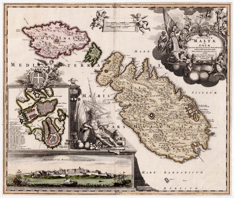 Item #3410 Insularum Maltæ et Gozæ, quæ sunt Equitum S. Johannes Hierosolimitani Ordinis Melit. Sedes Principalis. Delineatio Geographica. exhibita a Ioh Baptista Homann SAC Caes Maj Geographo, Norimbergae. Johann Baptist Homann.