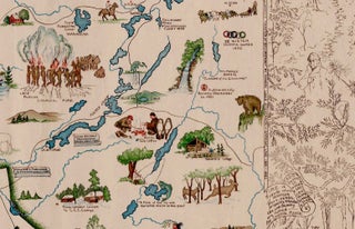 A Romance Map of the North Country. [Secondary title:] Pictorial and Historic Map of Northern New York.