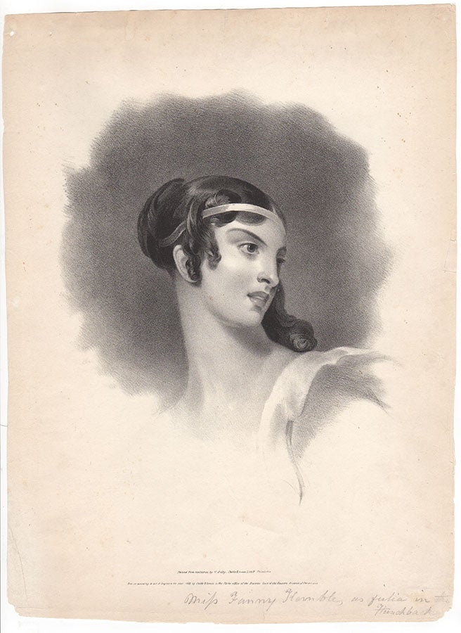 Item #3541 [Miss Fanny Kemble, as Julia in The Hunchback]. Thomas Sully, after.