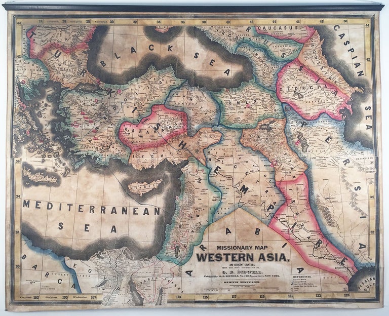 Item #3675 Missionary Map of Western Asia, and Adjacent Countries, From the Best Authorities. O. B. Bidwell.