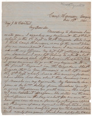 Item #3712 [Manuscript Civil War Letter by a Confederate Assistant Surgeon Attempting to Secure...
