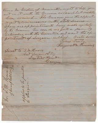 [Manuscript Civil War Letter by a Confederate Assistant Surgeon Attempting to Secure Post as Surgeon in Chief].