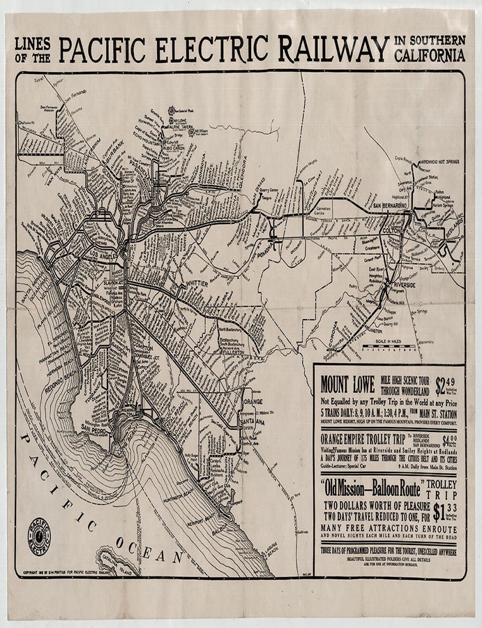 Item #3767 Lines of the Pacific Electric Railway in Southern California. D. W. Pontius.