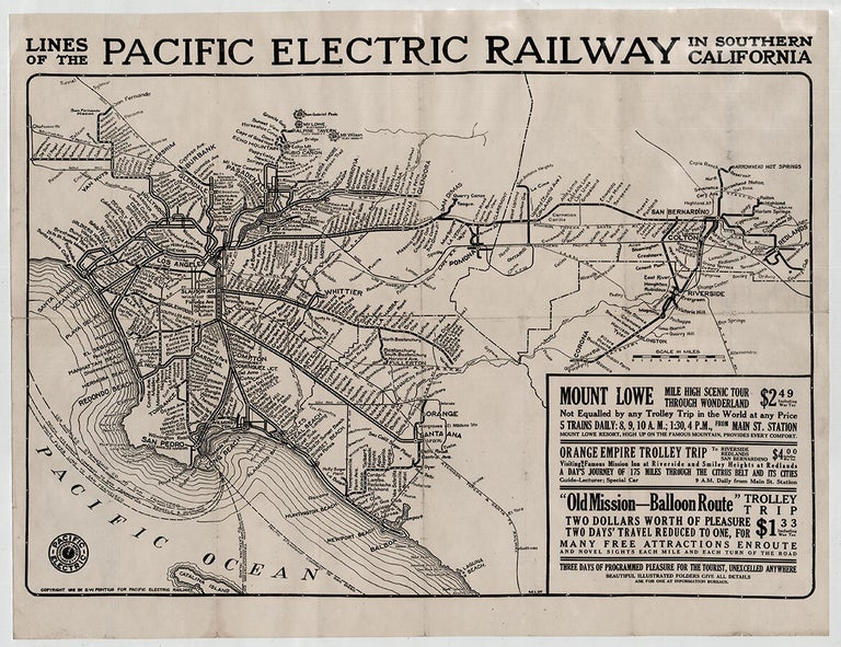 Item #3767 Lines of the Pacific Electric Railway in Southern California. D. W. Pontius.