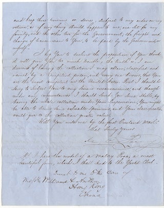 [Letter Signed, To Eminent Conchologist John Jay Regarding Shell Collection and Classification].