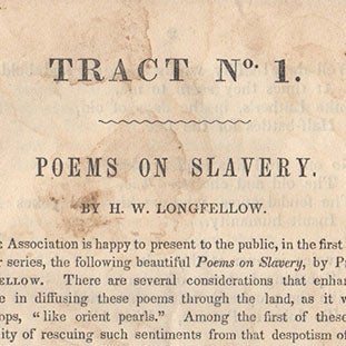 Item #3817 [A sammelband of abolitionist tracts]. H. W. Longfellow, Amasa Walker, Esq., Alvin Stewart, James Appleton, Daniel O’Connell, Thomas Clarkson.