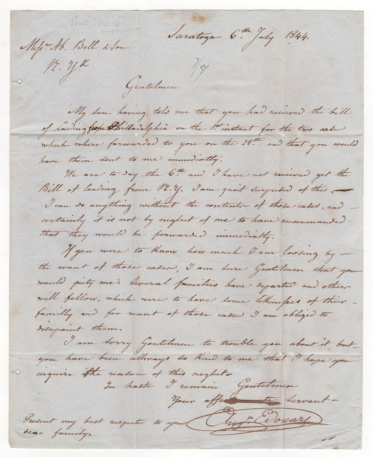 Item #4122 Manuscript Letter. Auguste Edouart.
