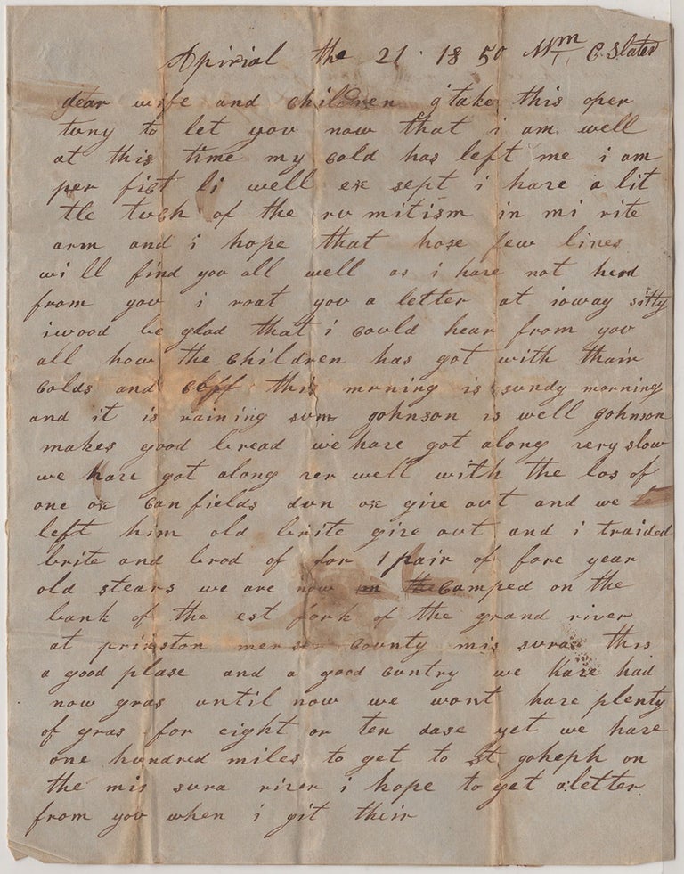 Item #4318 [A small group of overland California Gold Rush letters]. William C. Slater, William Johnson.