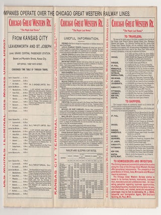 Chicago Great Western Railway: Maple Leaf Route. Vestibuled Limited Trains between Chicago and Dubuque, St. Paul and Minneapolis, Des Moines, St. Joseph and Kansas City.