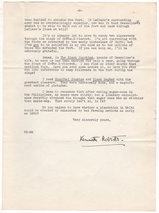 Item #4462 [Novelist Kenneth Roberts’ Correspondence With an Authority On Haitian History For...
