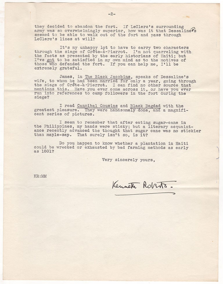Item #4462 [Novelist Kenneth Roberts’ Correspondence With an Authority On Haitian History For His Novel Lydia Bailey.]. Kenneth Roberts, John H. Craige.